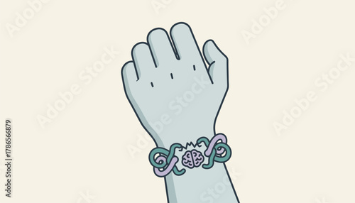 A closeup of a clients hand nervously fidgeting with a bracelet symbolizing anxiety during a session.