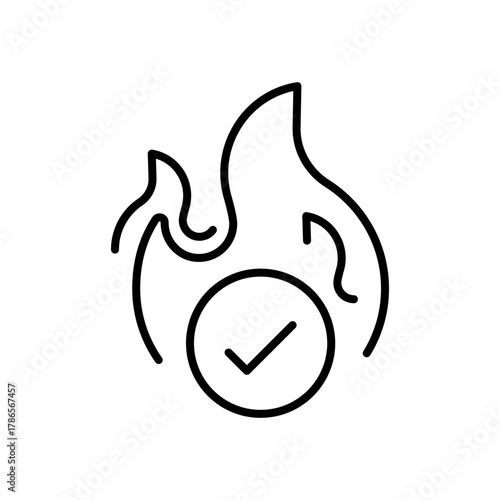Fire vector icon. editable line icon, outline flame with heat symbols