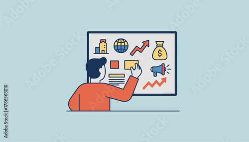 An individual creating a vision board filled with images and words representing their career ambitions symbolizing motivation and goal setting.