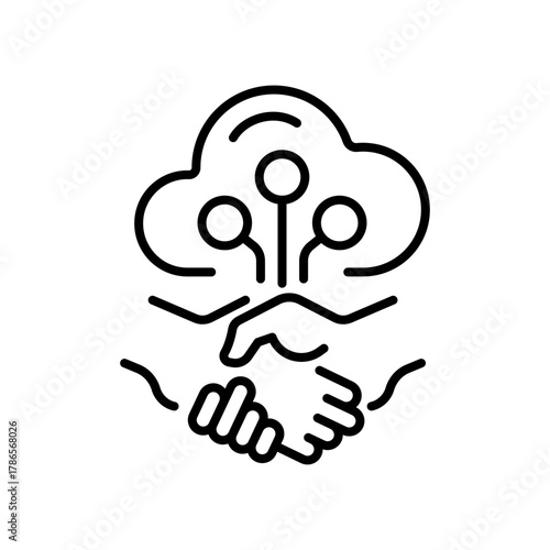 Cloud computing vector icon. editable line icon in outline style for digital symbols