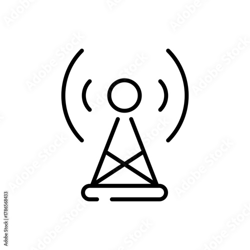 Wifi tower vector icon: editable line icon in outline style, wireless and network symbol