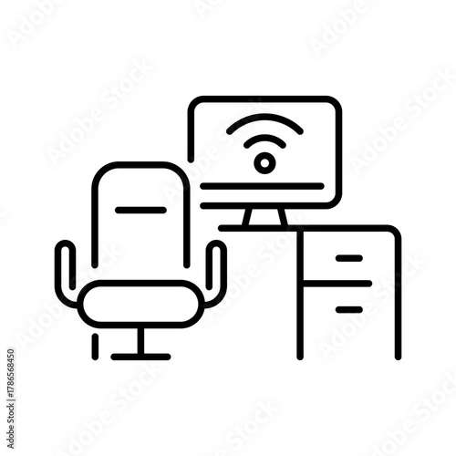 Work from home vector icon. editable line icons for office, remote work, workspace