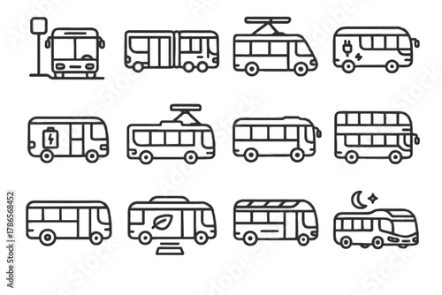 Vector urban icon bus solar eco green city overhead futuristic electric smart