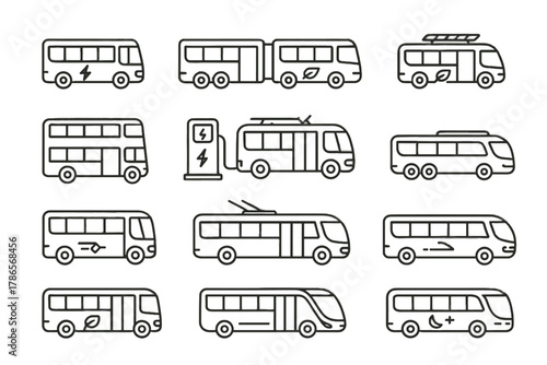 Express design commuter electric trolley shuttle vector school urban icon bus night