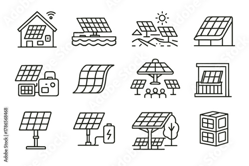 Solar icons hub pack icon installation system future community vector modular sheet