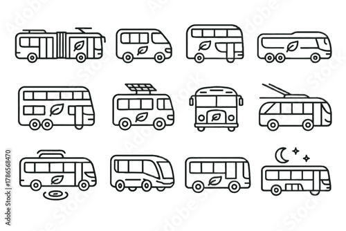 Coach vector wireless compact trolley icon bus electric transport eco service icons