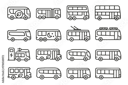 Night express school bus vector trolley icon design green station e