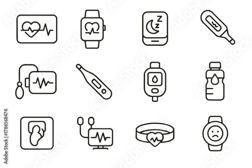 Level vector monitor monitoring smartwatch tracker device saturation health oxygen sensor icons