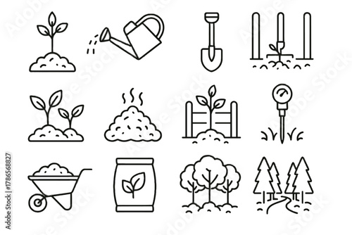 Seedlings restoration vector growth soil fertilizer sensor protective bag forest icon icons