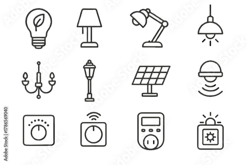 Light dimmer vector icon motion bulb sensor chandelier desk eco lighting lamp