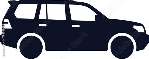 Dark blue silhouette of an SUV or station wagon on a white background vehicle