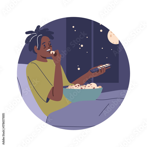 Sleepless teenager watching television frame