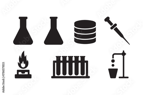 Collection of scientific laboratory equipment icons