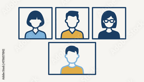 A group of interviewers conducting a panel interview via video call with each member displayed in separate windows.