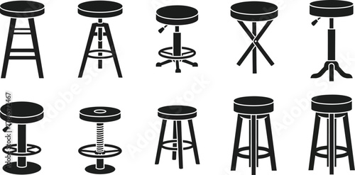 Bar stool leg icon set vector illustration silhouette