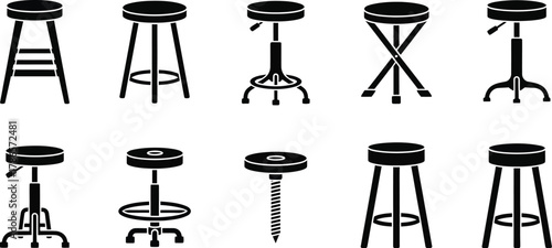 Bar stool leg icon set vector illustration silhouette