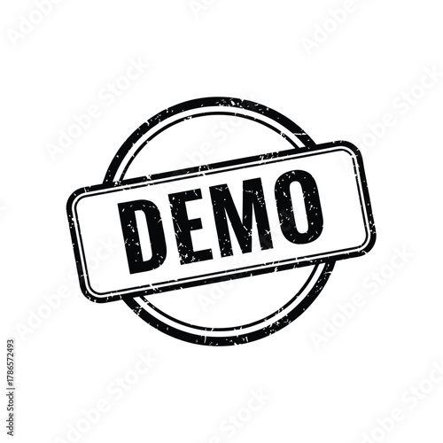 Grunge black demo word round rubber seal stamp on transparent background