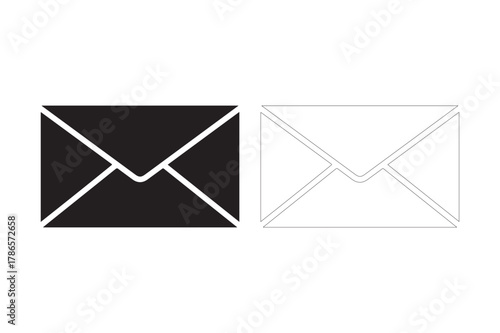 Black and white envelope icons for communication and mail services