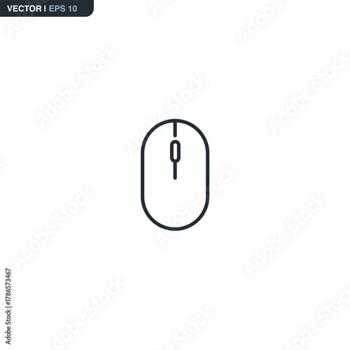Computer mouse, linear style sign for mobile concept and web design