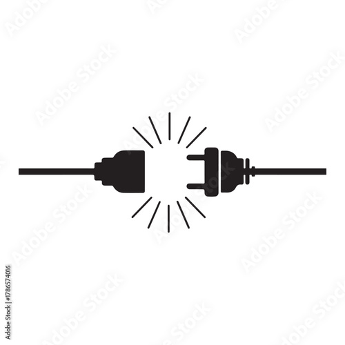 Minimalist Power Plug and Socket Connection Icon – Electricity, Energy, and Charging Symbol Vector Design.