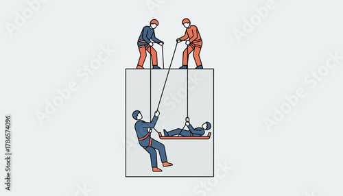 A team of climbers practicing rescue techniques on a training wall illustrating the importance of preparation and safety in mountaineering.