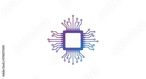 Modern vibrant technology chip illustration for cutting-edge innovation and digital transformation projects with clean abstract design