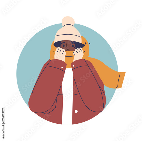 Woman hiding face from frost