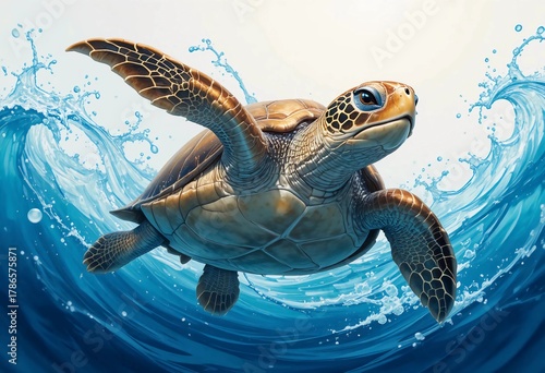 sea turtle swimming in water