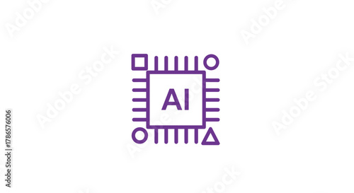 Modern AI chip design with artificial intelligence symbol in purple, offering a cutting-edge technology concept for innovative businesses