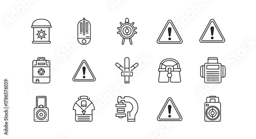 Essential diving equipment icons for underwater adventure, safety, and exploration, perfect for travel guides, training manuals, and adventure blogs