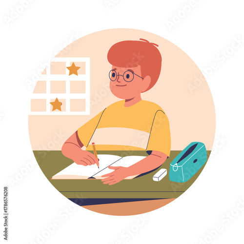 Smart nerd boy school education