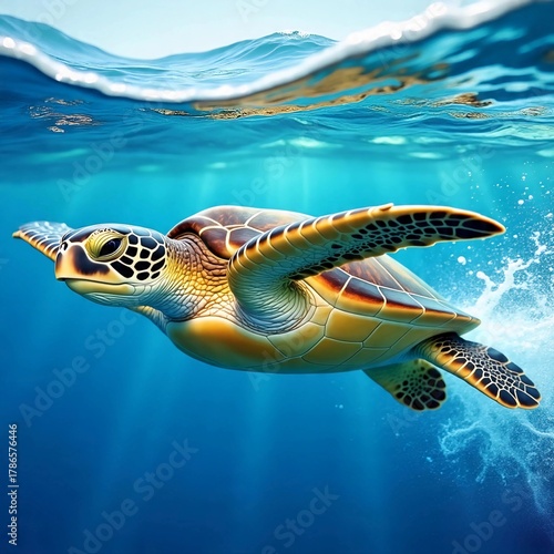 green sea turtle swimming