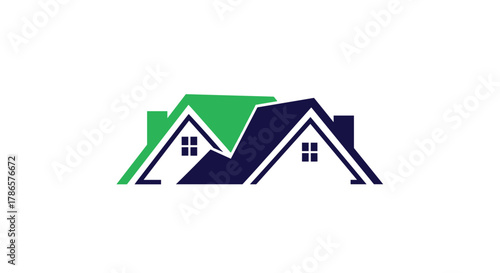 Modern real estate logo design featuring two houses, perfect for branding a property management or home building business venture
