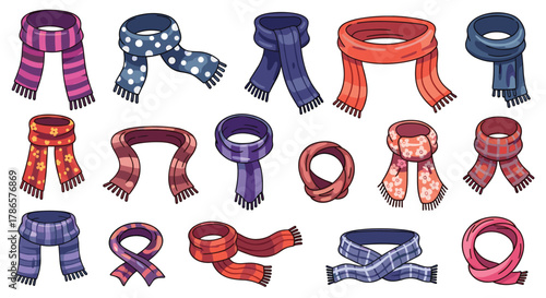 Stay warm and stylish with this charming collection of colorful cartoon scarves perfect for winter fashion and cozy designs