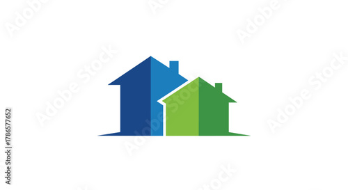 Modern dual house logo design symbolizing growth and stability for real estate or property ventures