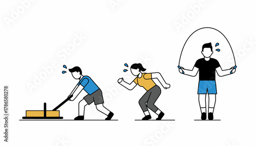 A group of athletes engages in highintensity interval training HIIT outdoors pushing their limits through a series of challenging exercises.