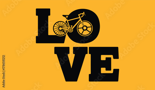 Minimalist Bicycle Lover Typography Logo - Sport and Hobby Themed Graphic - Clean Orange and Black Illustration