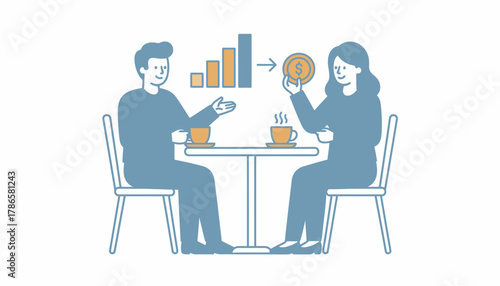 A pair of coworkers engaging in a friendly discussion about their equity compensation plans over coffee representing financial incentives.