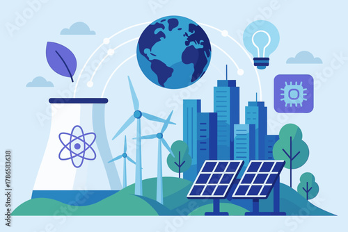 Clean Energy and Renewable Power Concept Illustration