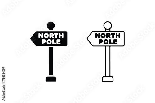 North Pole sign vector outline and silhouette design