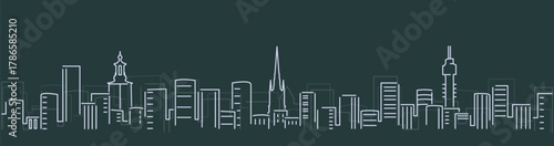 Stockholm Simple Lines Skyline on Dark Background