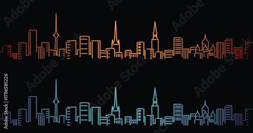 Tallinn Neon Style Simple Skyline on Dark Background