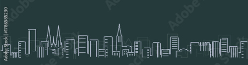 Strasbourg Simple Lines Skyline on Dark Background