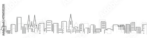 Strasbourg Simple Dark Lines Skyline on White Background