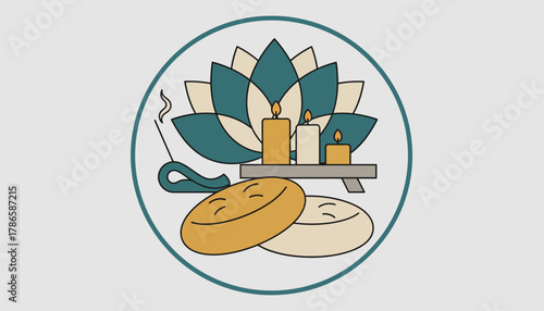 A serene meditation corner within a therapy space complete with cushions and candles encouraging mindfulness practices.