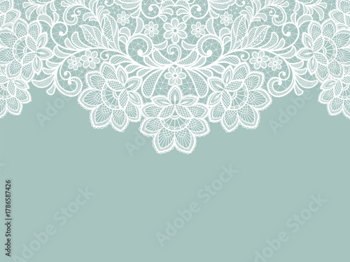Template frame  design for card. White vector lace flower