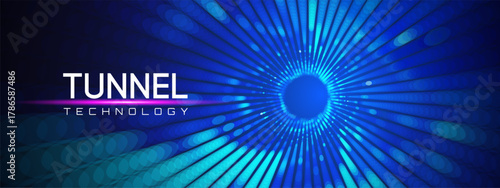 Abstract tunnel with AI portal and quantum for machine background. Digital texture and grid for tech illustration. Cyber code and matrix for science concept art.