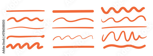 Orange Hand Drawn Underline and Wavy Lines illustration