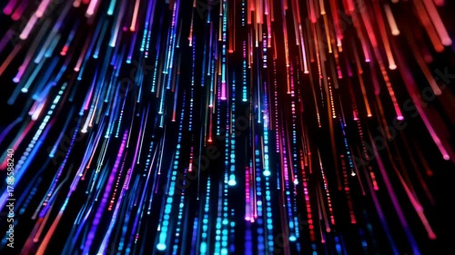 Colorful Light Trails Moving at High Speed in a Dark Background.