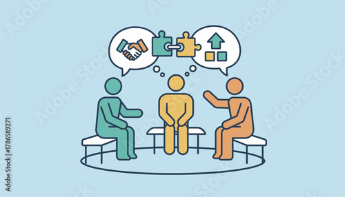 A group engaged in a teambuilding activity reflecting on the importance of collaboration and interpersonal skills in achieving career success.